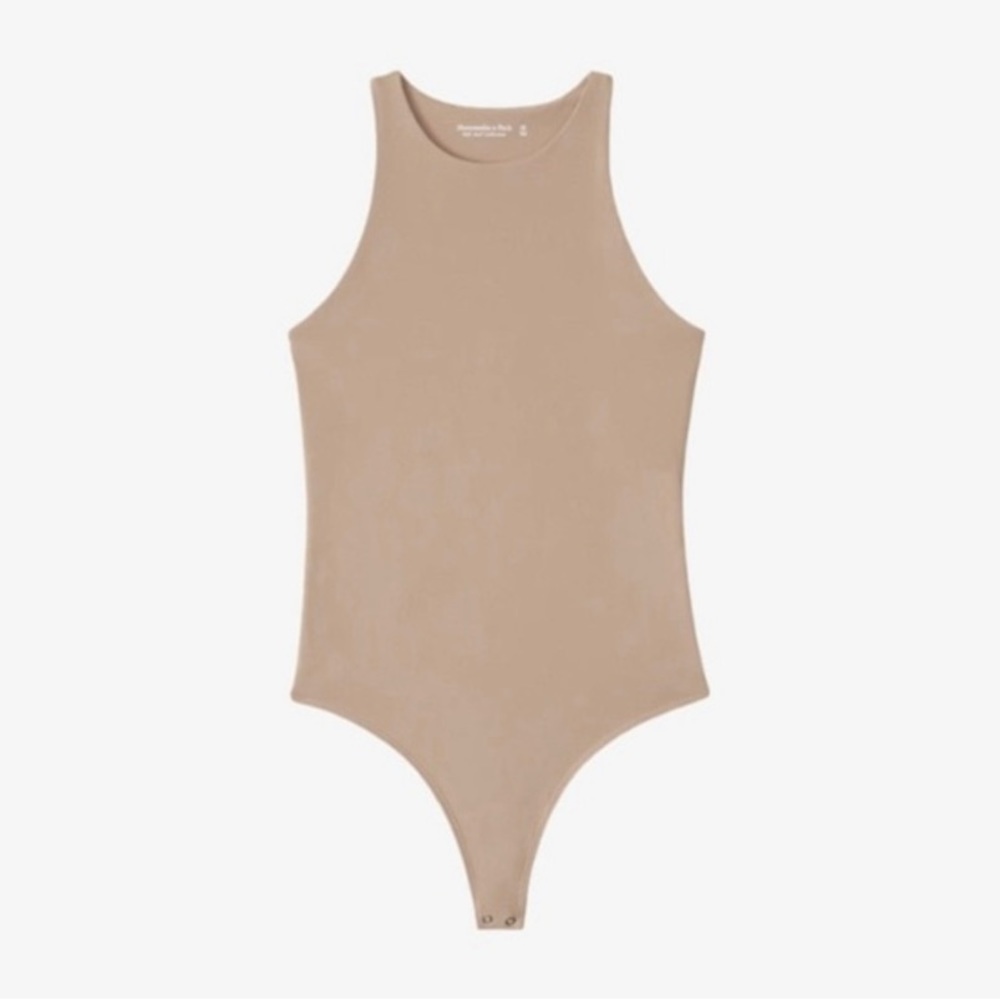 Abercrombie Seamless Rib Fabric Scuba Tan Camel Bodysuit XS